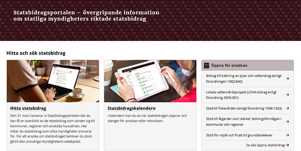 Statsbidragsportalens startsida